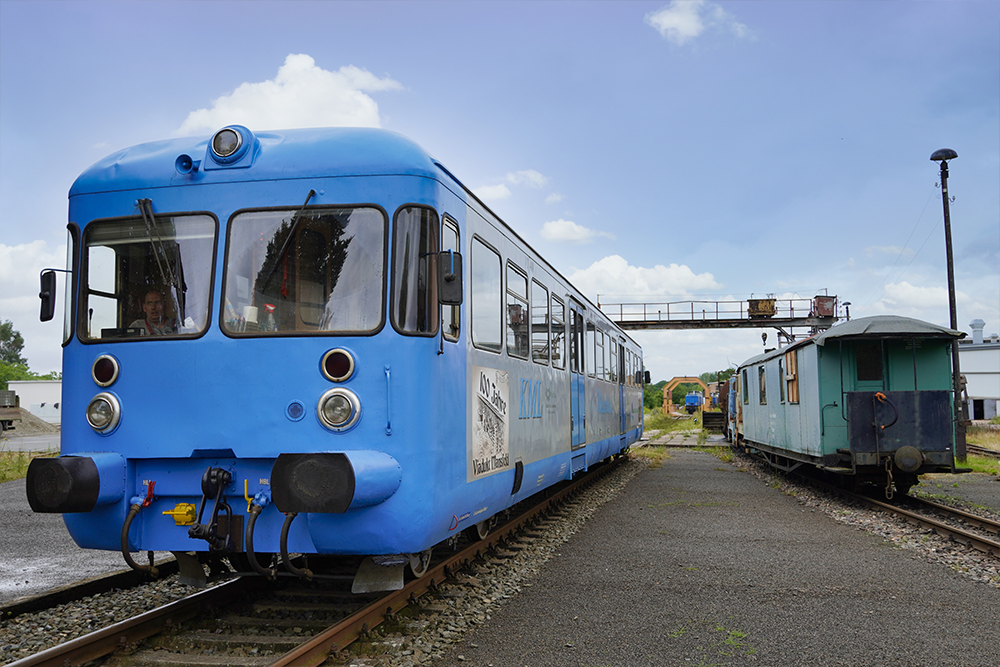 Bahnhof Klostermansfeld - Eßlinger Triebwagen der Kreisbahn Mansfelder Land