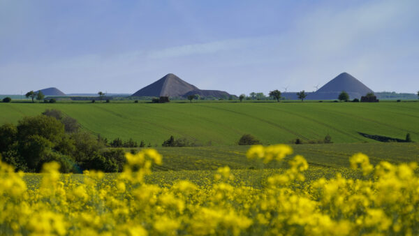 Pyramiden Des Mansfelder Landes - Blick von Gerbstedt auf Fortschrittschacht, Otto Brosowski Schacht und Ernst Thälmann Schacht